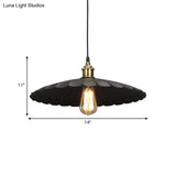 Modern Black Scalloped Metal Pendant Lamp - Hanging Ceiling Light For Warehouse And Dining Room