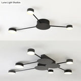 Modern Black Semi Flush Ceiling Light For Child’s Bedroom With Drum Shade