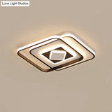 Modern Black Square Ceiling Led Flush Mount Lighting With Warm/3 Color Light - Acrylic Fixture
