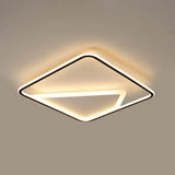Modern Black Square Flush Mount Light Fixture For Bedroom / 18’ Third Gear