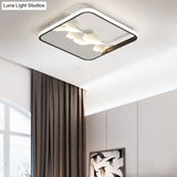 Modern Black Square Frame Flushmount Led Ceiling Light Fixture Crack Design Warm/White/Natural