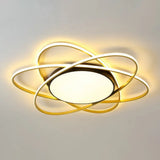 Modern Black Surface Mount Led Ceiling Light With Metallic Floral Design / 31.5’ Third Gear