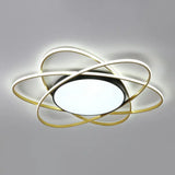Modern Black Surface Mount Led Ceiling Light With Metallic Floral Design / 31.5’ White