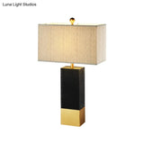 Modern Black Table Lamp With Rectangle Fabric Shade - Perfect For Reading In The Living Room