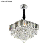 Modern Black Tiered Led Crystal Pendant Light For Dining Room Suspension