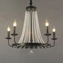 Modern Black Wagon Wheel Chandelier With Crystal Accents - Classic Metal Pendant Lighting Fixture 5