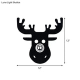 Modern Black Wall Light With Deer Metal Shade For Bedroom Sconce Lighting
