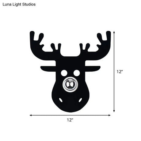 Modern Black Wall Light With Deer Metal Shade For Bedroom Sconce Lighting