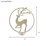 Modern Black/White Acrylic Led Ring Sconce: Wall Mount Lighting With Sika Deer Design