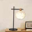 Modern Black-White Cross Night Light Table Lamp With Feather Lampshade