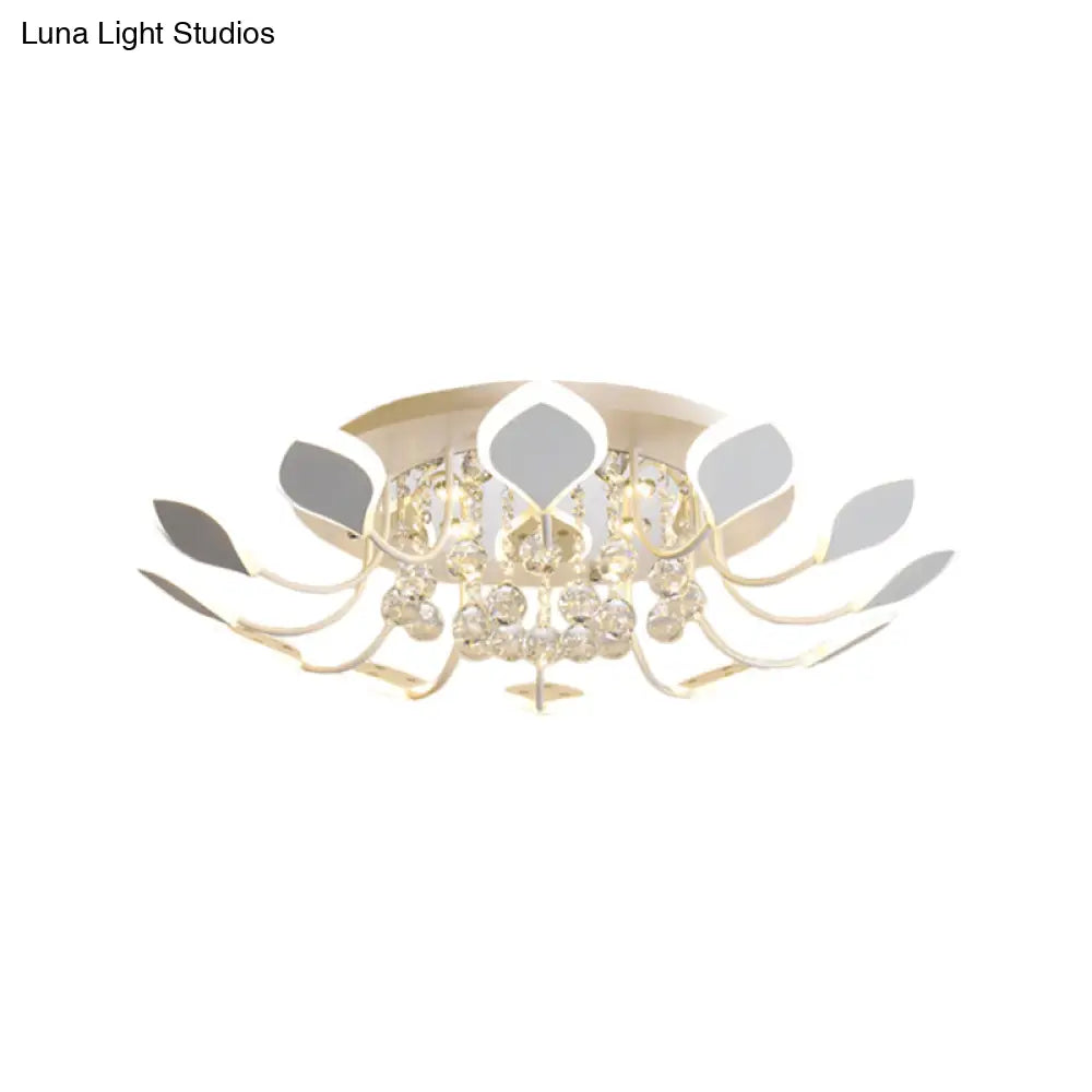 Modern Black/White Crystal Ceiling Light With Raindrop Shade – 10/12 Heads Parlor Flush Mount