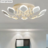 Modern Black/White Crystal Ceiling Light With Raindrop Shade – 10/12 Heads Parlor Flush Mount