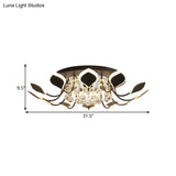 Modern Black/White Crystal Ceiling Light With Raindrop Shade – 10/12 Heads Parlor Flush Mount