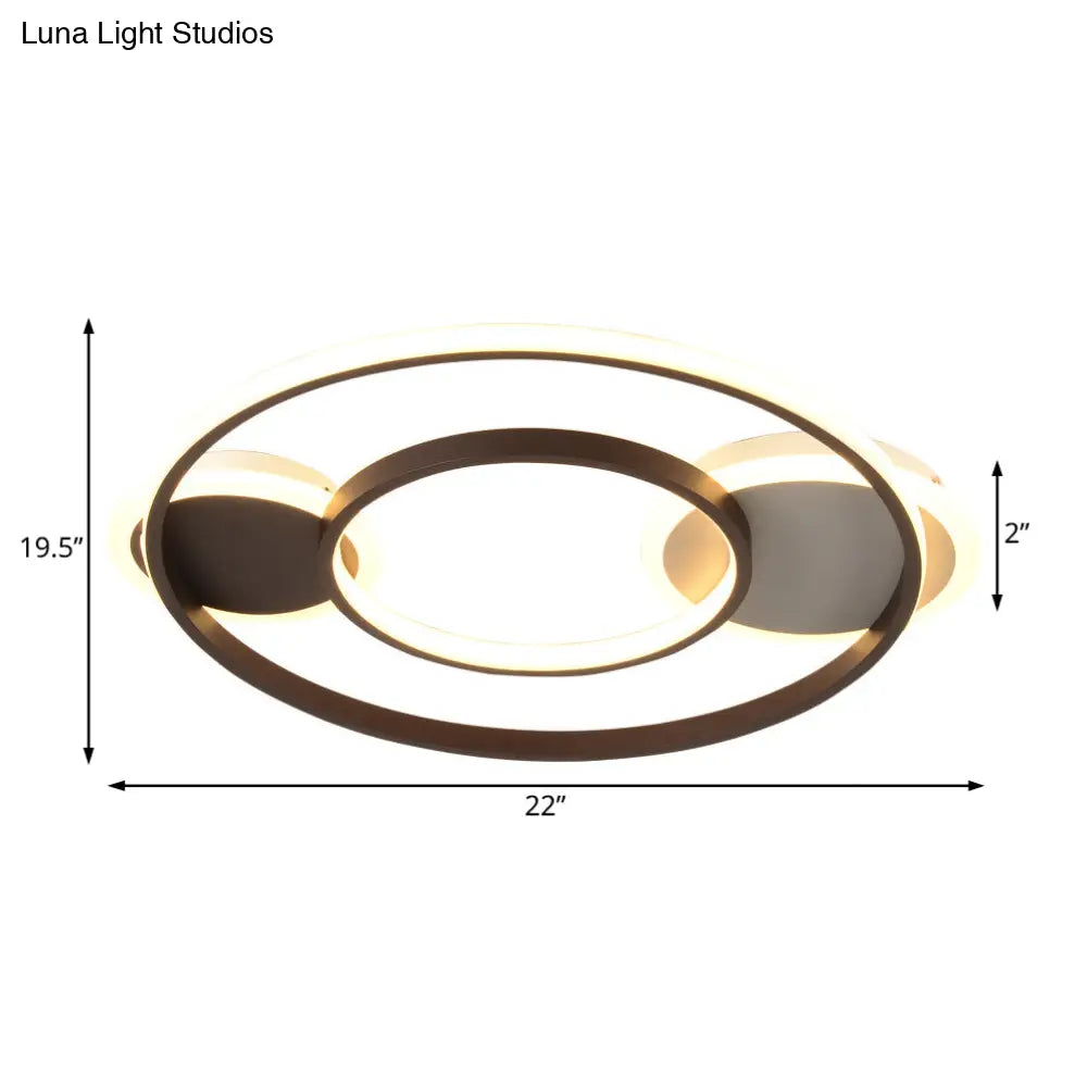 Modern Black & White Flush Mount Led Lamp For Bedroom - White/Warm Light