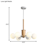 Modern Black/White Globe Chandelier Light With Opal Glass Shades