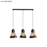 Modern Black/White Iron Dining Room Pendant Light With Rope And Round/Linear Canopy - Badminton