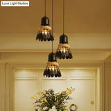 Modern Black/White Iron Dining Room Pendant Light With Rope And Round/Linear Canopy - Badminton