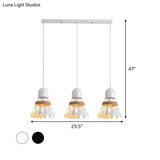 Modern Black/White Iron Dining Room Pendant Light With Rope And Round/Linear Canopy - Badminton