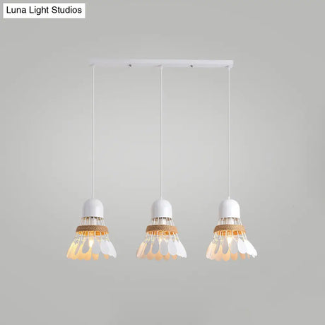 Modern Black/White Iron Dining Room Pendant Light With Rope And Round/Linear Canopy - Badminton