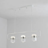 Modern Black/White Linear Island Pendant Lighting - 3/5 Lights Cylinder Shade Metal Hanging Light