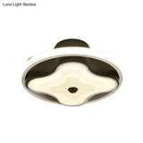 Modern Black & White Metal Flush Ceiling Light Led Mount For Lobby Warm/White