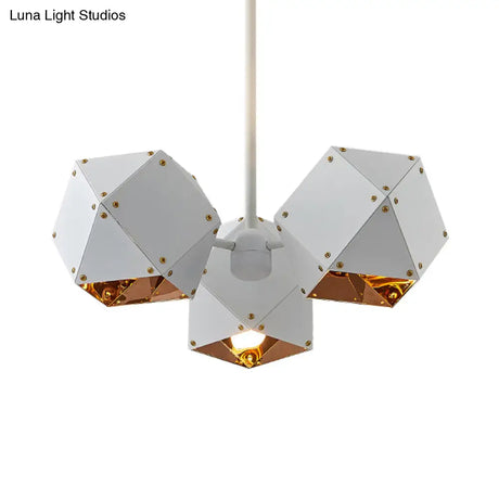 Modern Black/White Multifaceted Metal Chandelier Light - 8/12 Heads Perfect For Dining Rooms And