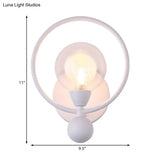 Modern Black/White Ring Wall Sconce Lamp With Glass Ball Shade