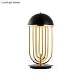 Modern Black/White Table Lamp With Dome Metal Shade Perfect For Living Room Task Lighting