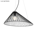 Modern Black Wire Caged Pendant Light for Dining Room Ceiling with 1 Bulb Black