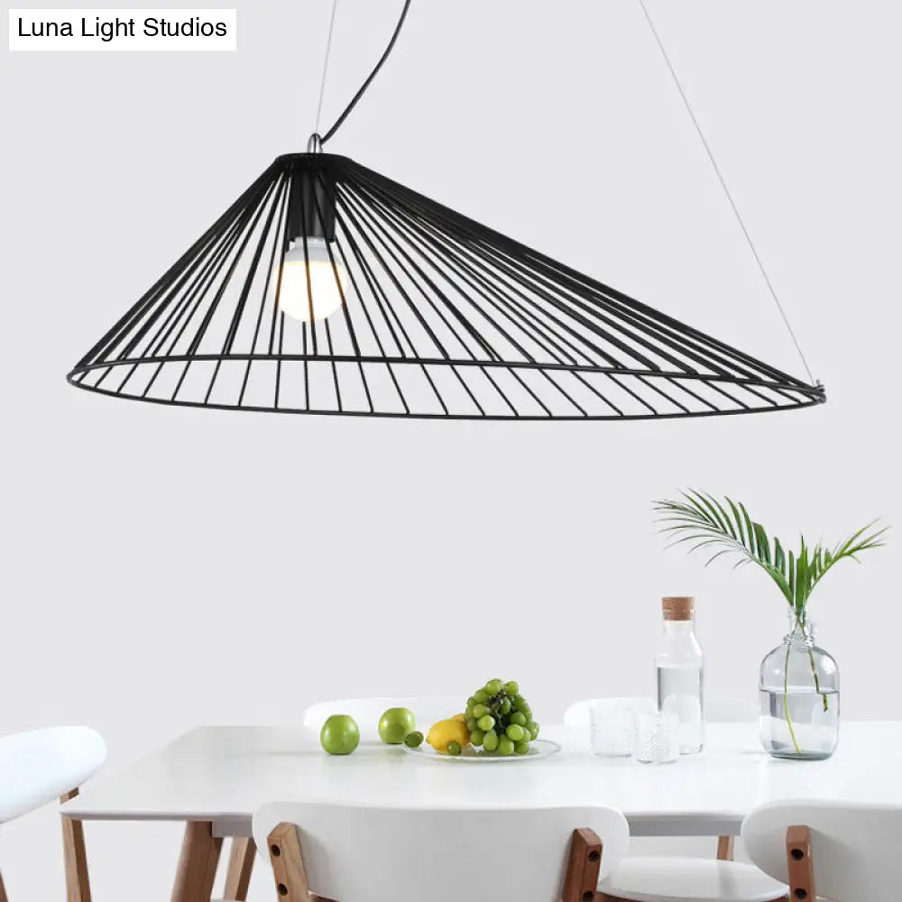 Modern Black Wire Caged Pendant Light for Dining Room Ceiling with 1 Bulb Black