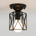 Modern Black Wire Frame Ceiling Flush Mount Light For Balcony