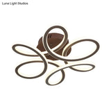 Modern Blooming Acrylic Led Flush Mount Ceiling Light In Gold/Coffee For Bedroom - Warm/White