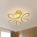 Modern Blooming Acrylic Led Flush Mount Ceiling Light In Gold/Coffee For Bedroom - Warm/White