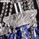 Modern Blue Crystal Candle Chandelier | 12-Light Hanging Ceiling Lamp For Balcony