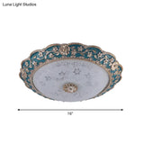Modern Blue Crystal Led Flush Mount Ceiling Light For Bedroom 12’/16’/19.5’ Wide