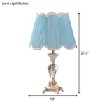 Modern Blue Fabric Cone Table Light With Bronze Metal Base - 1 Head Desk Lamp