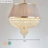 Modern Blue/Gray Crystal Strand Chandelier Pendant Light - 5-Light Dome Ceiling Fixture