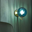 Modern Blue Ribbed Glass Bedroom Wall Sconce Light Fixture