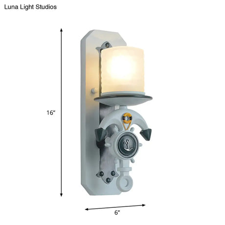 Modern Blue Wall Light With Cylindrical Dimpled Glass Shade - Sleek 1/2-Head Doorway Lighting