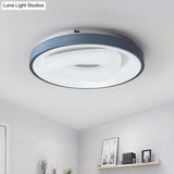 Modern Blue - White Led Ceiling Light With Acrylic Shade: Macaron Flush Mount Lamp