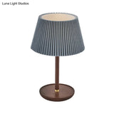 Modern Blue/White Table Lamp With Flared Fabric Shade - Perfect For Living Room