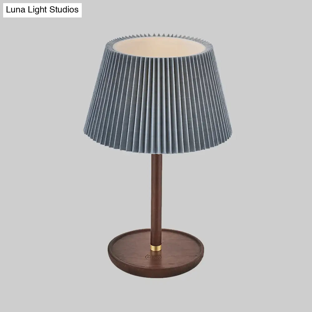 Modern Blue/White Table Lamp With Flared Fabric Shade - Perfect For Living Room