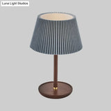 Modern Blue/White Table Lamp With Flared Fabric Shade - Perfect For Living Room