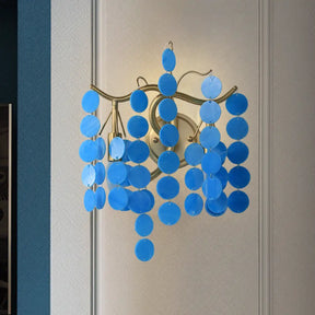 Modern Branch Design Bedroom Wall Lamp - Blue/Pink Glass 2 Lights Open Bulb Blue