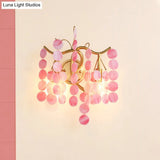 Modern Branch Design Bedroom Wall Lamp - Blue/Pink Glass 2 Lights Open Bulb