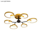 Modern Branched Semi Flush Ceiling Light In Black/Gold 6/9 Lights Warm/White