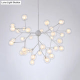 Modern Branching Chandelier With Clear Glass Ball Shades - 9/27 Bulbs Black/White Ceiling Light