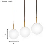 Modern Brass And White Glass Ceiling Pendant Light - 6’/8’ Wide Ideal For Dining Room