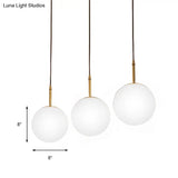 Modern Brass And White Glass Ceiling Pendant Light - 6’/8’ Wide Ideal For Dining Room