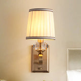 Modern Brass/Black Wall Mount Light With Cone Shade - Contemporary Fabric Sconce Brass